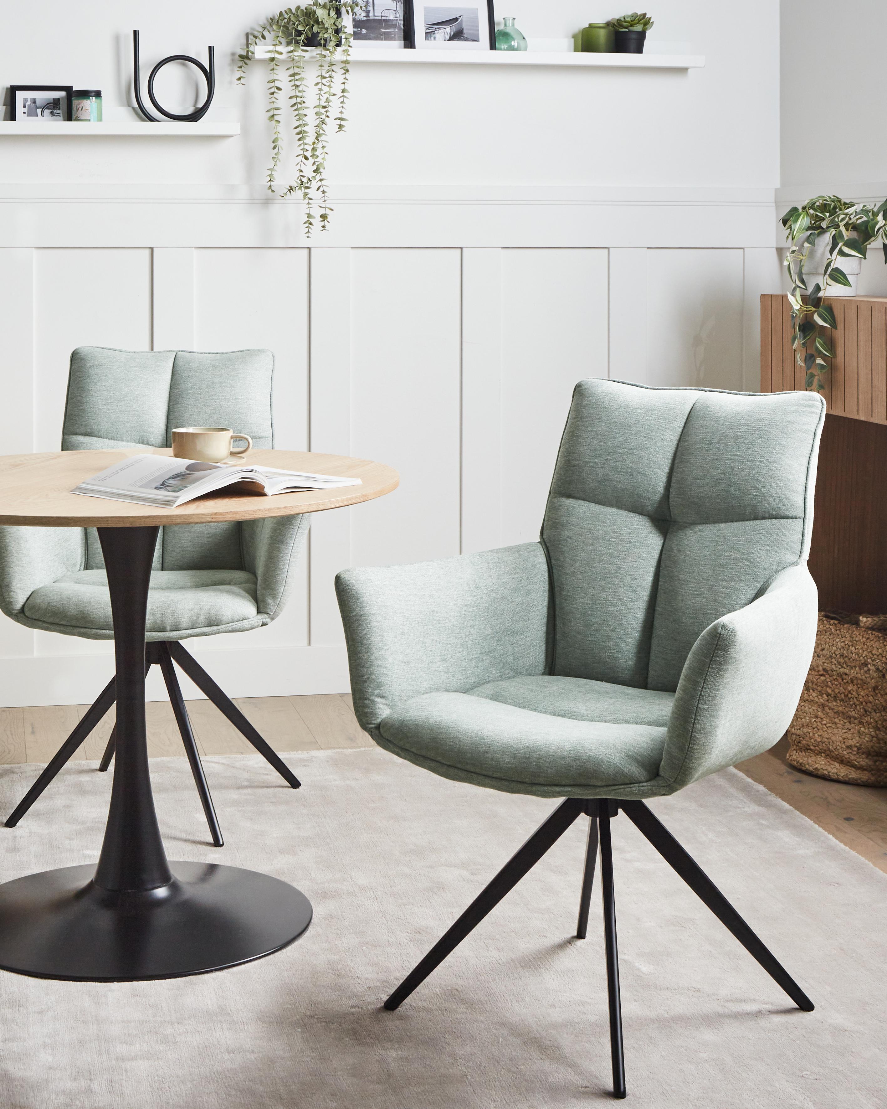 Dining Chair Swivel CORBIE Fabric Mint Green