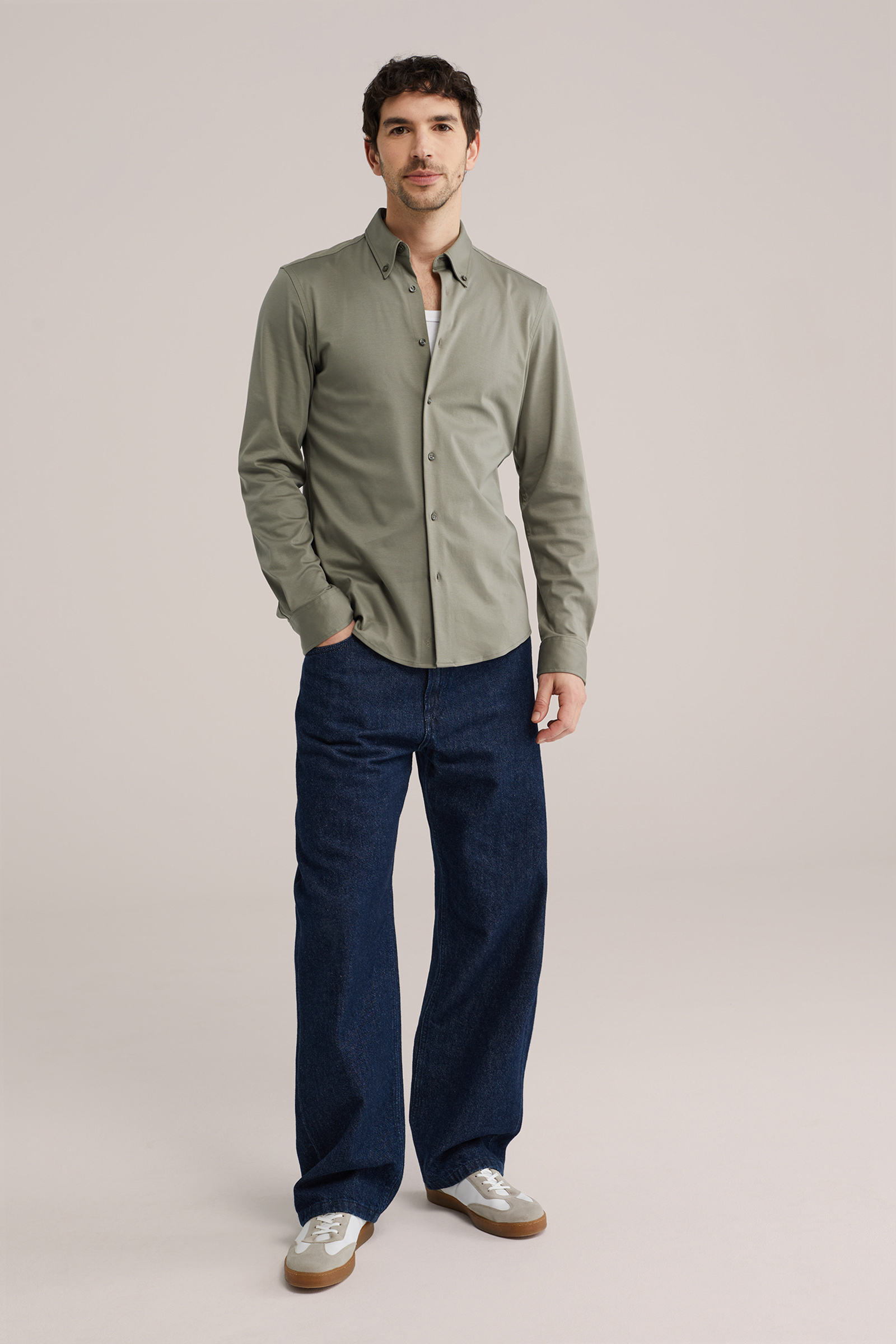 Heren Slim fit overhemd met stretch