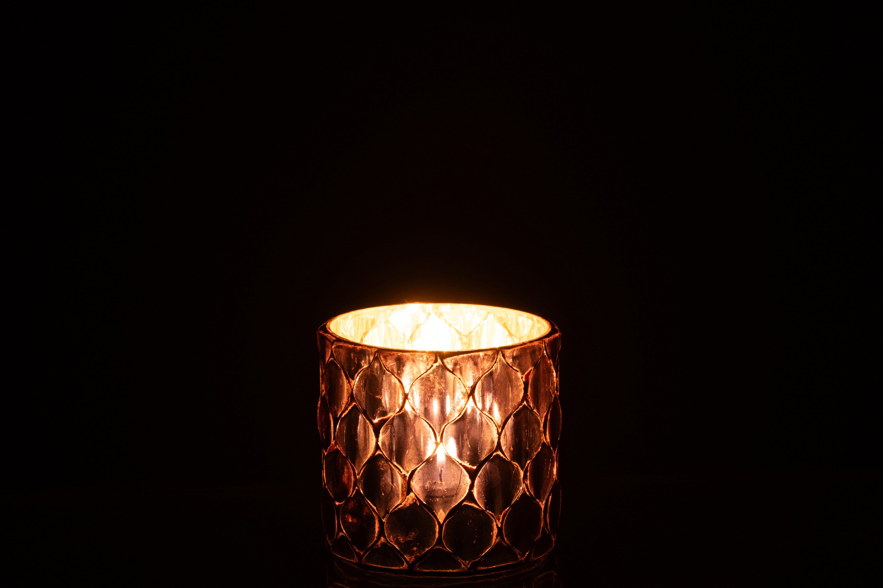 J-Line theelichthouder Cilidner Mozaïek - glas - fuchsia