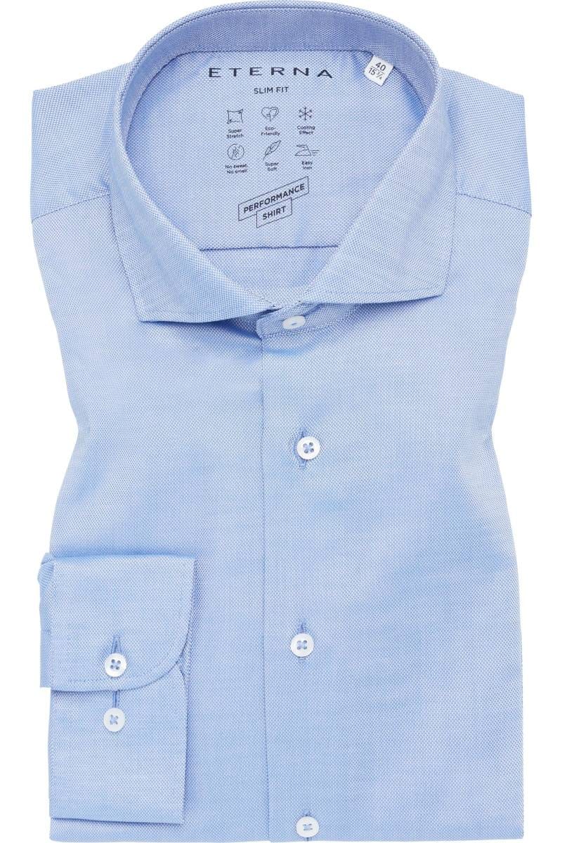 ETERNA Performance Slim Fit Tencel Hemd blau, Strukturiert