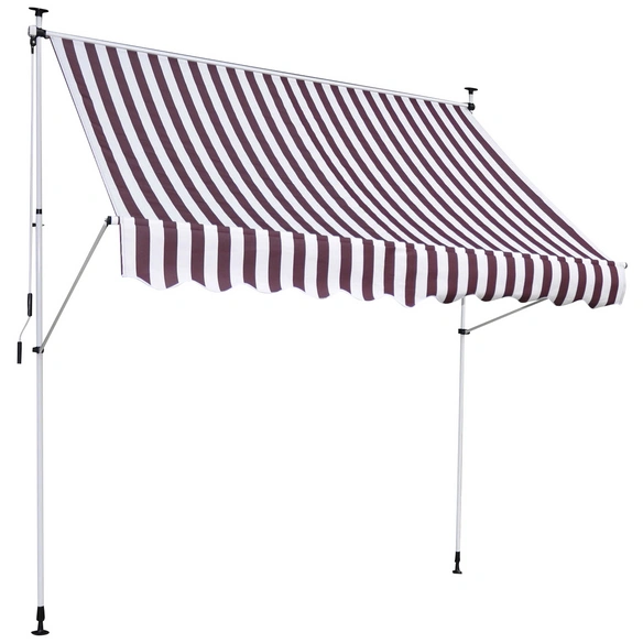 Fallarmmarkise, BxT: 250 x 150 cm, bordeauxrot/weiss gestreift