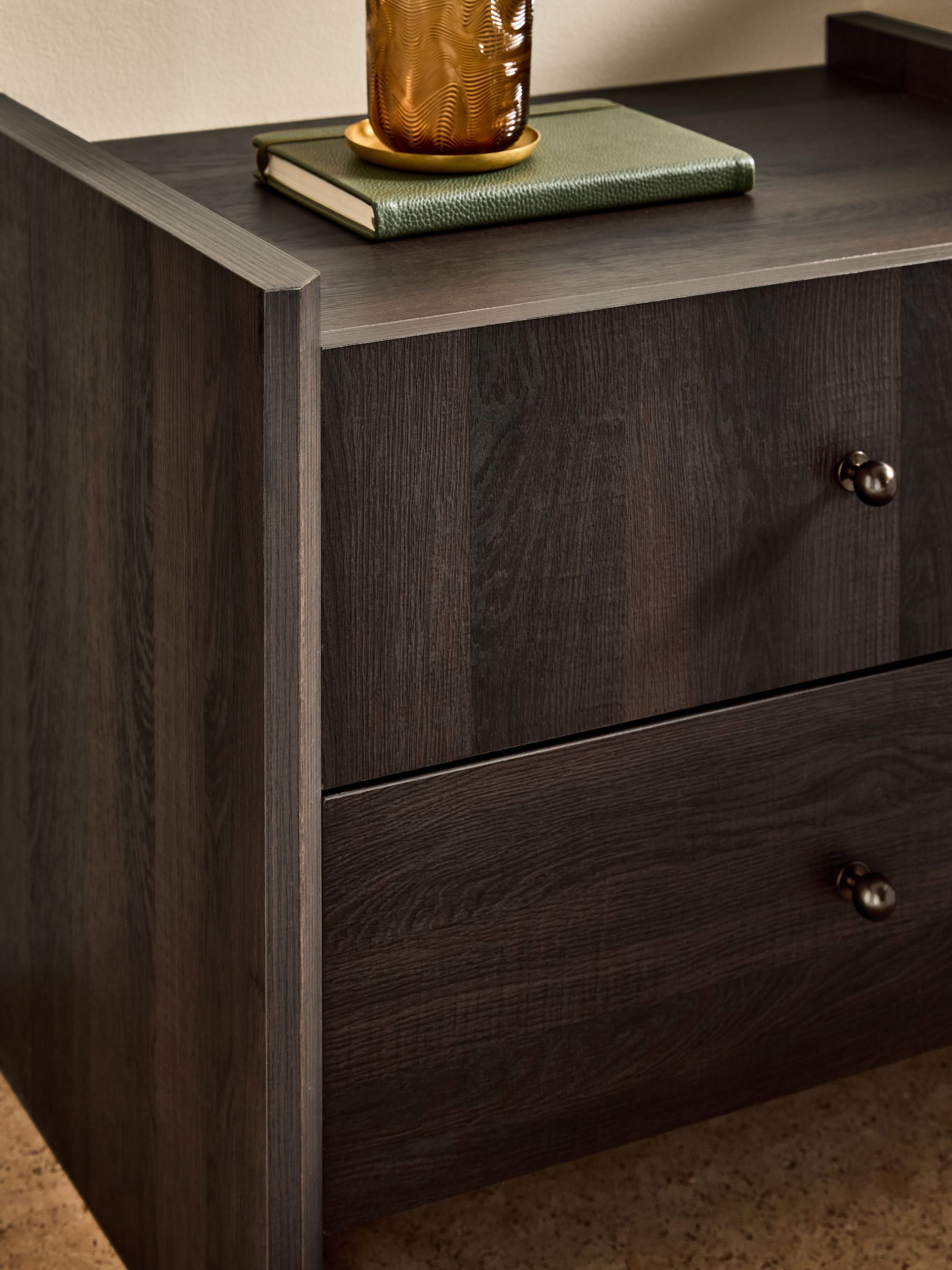 Macauley Bedside Table in Dark Brown