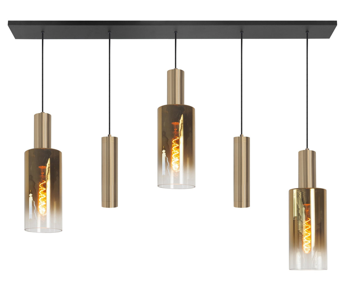 Highlight hanglamp Perugia - 5 lichts - 120 x 165  cm - zwart goud