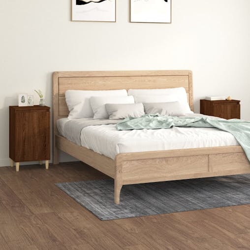 NNEVL Bedside Cabinets 2 pcs Brown Oak 40x35x70 cm Engineered Wood