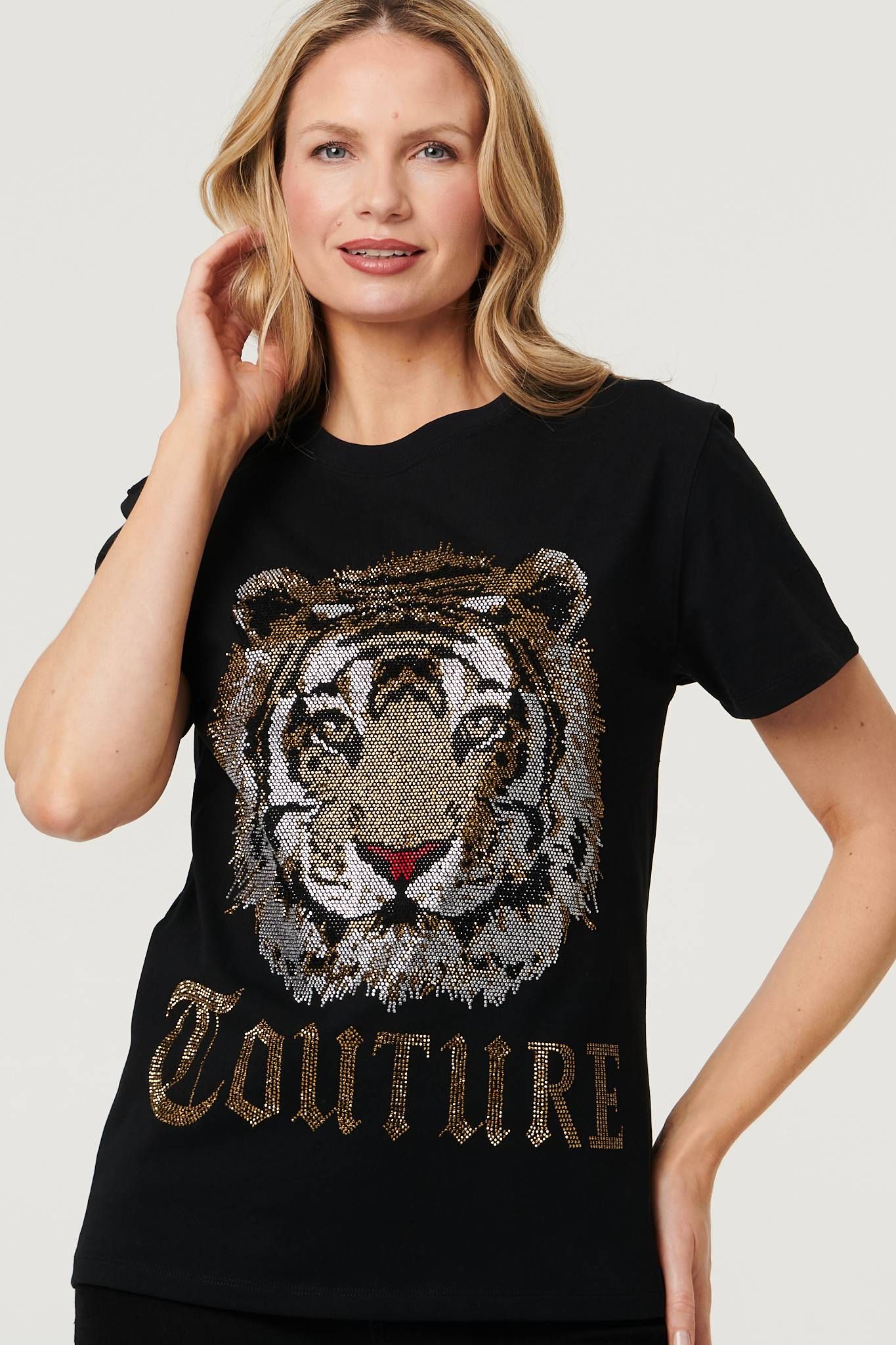 Izabel London Diamante Graphic Print Relaxed T-Shirt