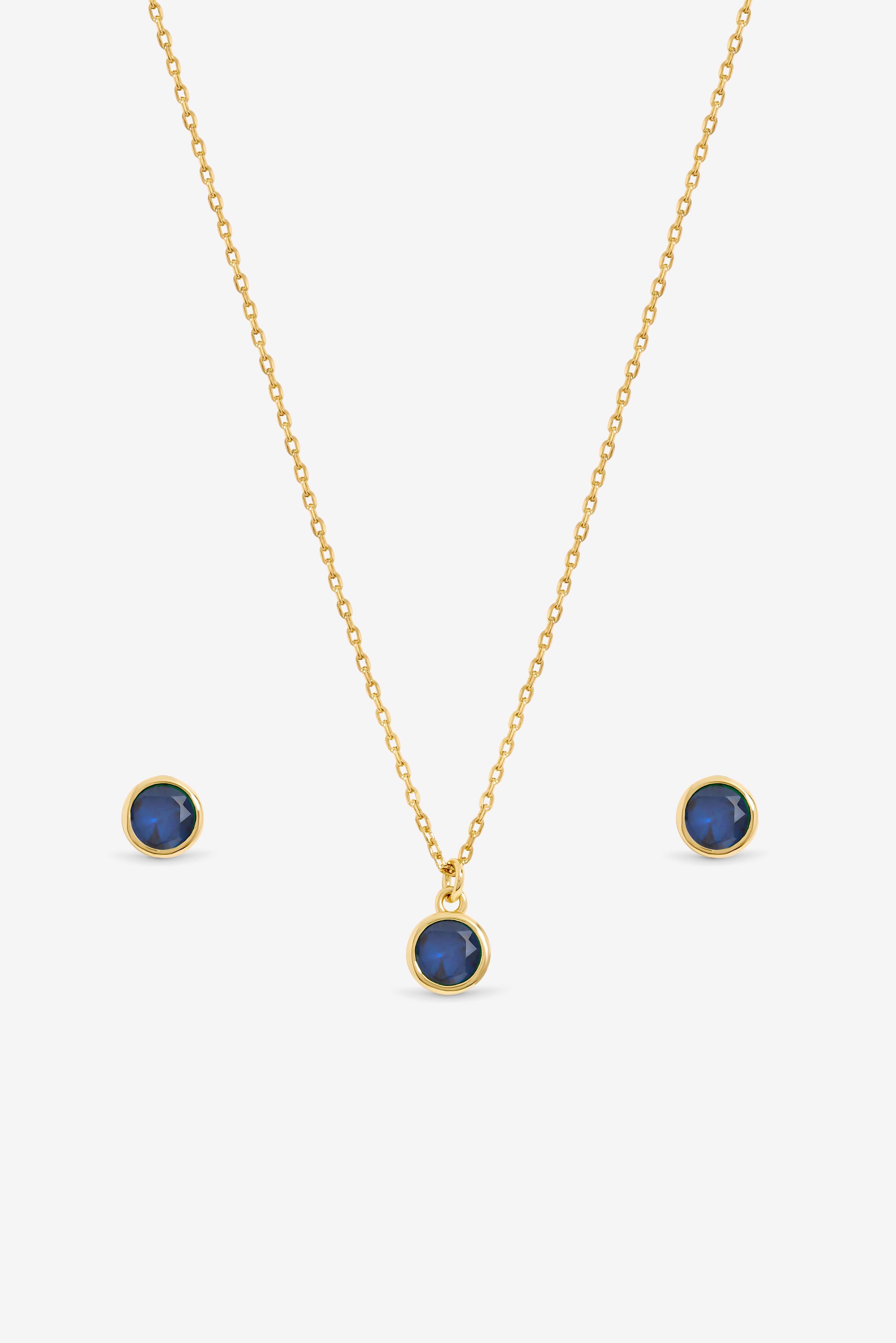 Jon Richard 14Ct Real Gold Plated Birthstone Bezel Set - September - Gift Boxed
