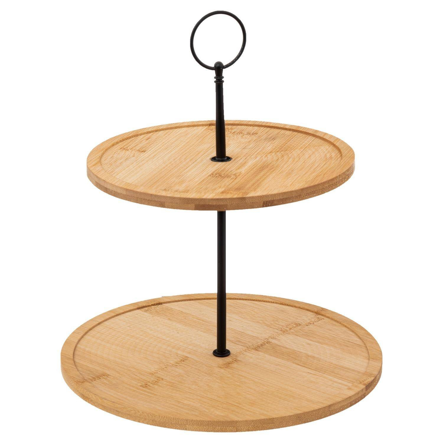 Patera na ciasto, bambusowa, dwa poziomy, wys. 30 cm