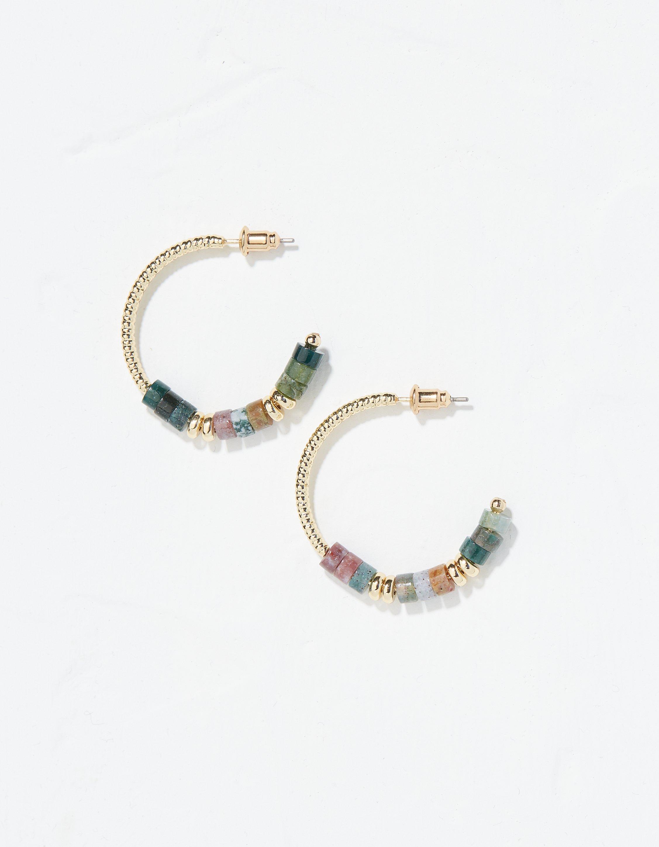 Stone Hoop Earrings