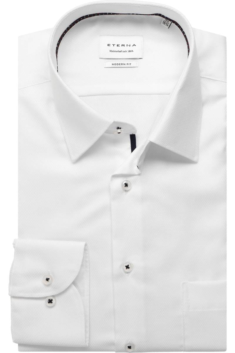 ETERNA Modern Fit Hemd weiss, Strukturiert (super langer Arm)