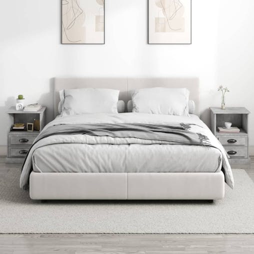 NNEVL Bedside Cabinets 2 pcs Concrete Grey 43x36x60 cm