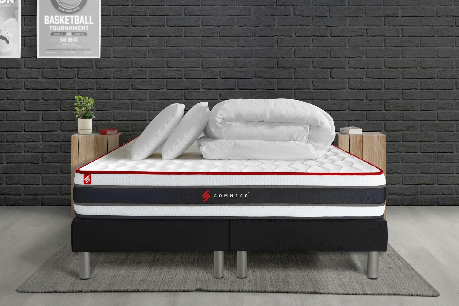ENERGY - Pack matelas sommier 180x200 oreiller couette