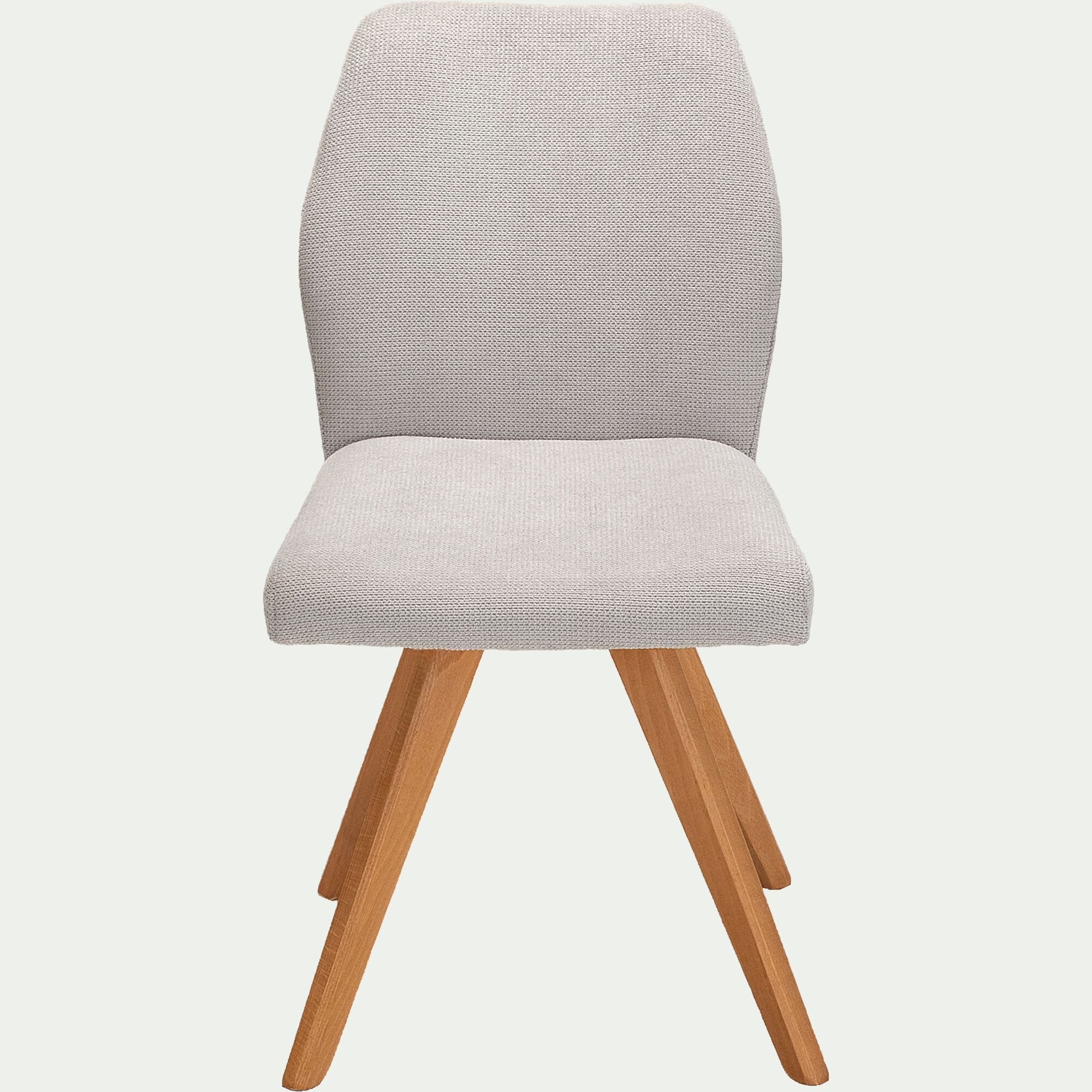 NEVIA - Chaise pivitante en tissu et piètement en hêtre - gris perle