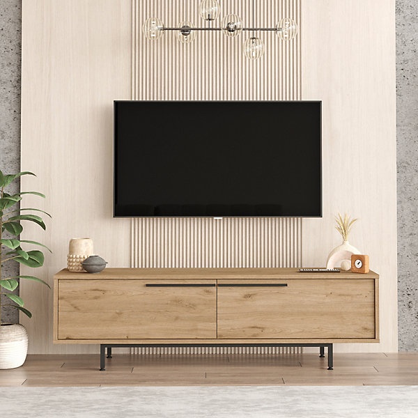 Meuble TV Urejovle 160 x 36 x 45 cm effet chêne noir en.casa