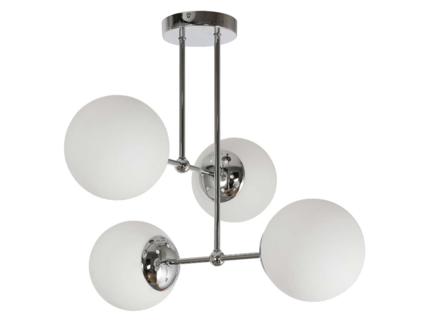 Lampa sufitowa Puli 4-punktowa metalowo-szklana biało-srebrna