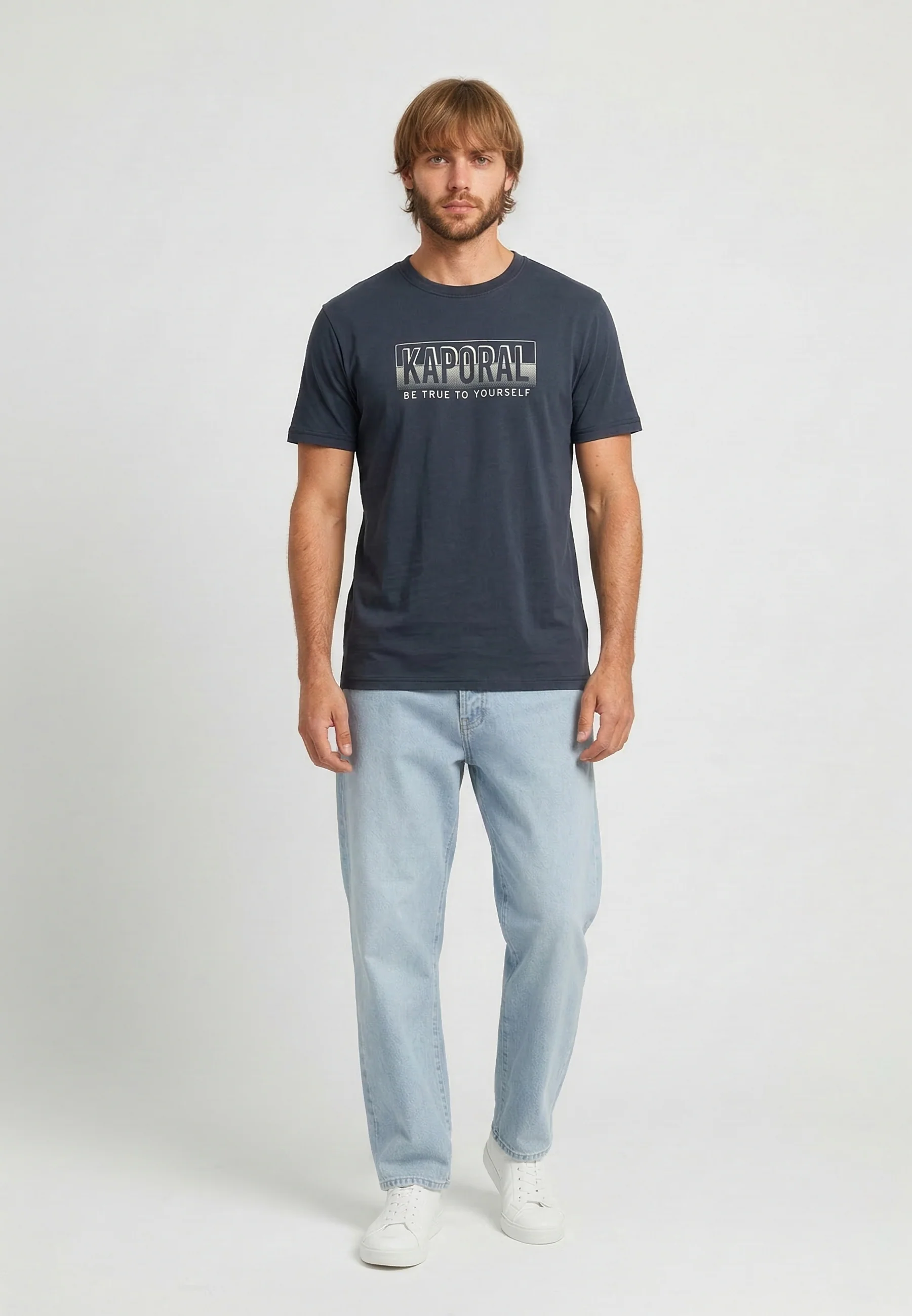 T-shirt manches courtes regular bleu marine coton BAZZI