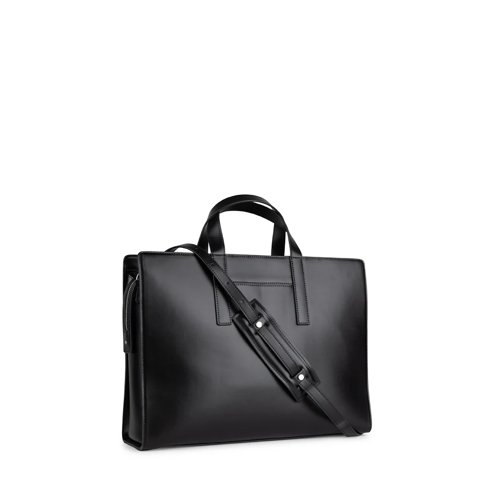 The Helia - 2-in-1 Black Vegan Leather Briefcase