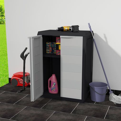 NNEVL Garden Storage Cabinet with 1 Shelf Black and Grey