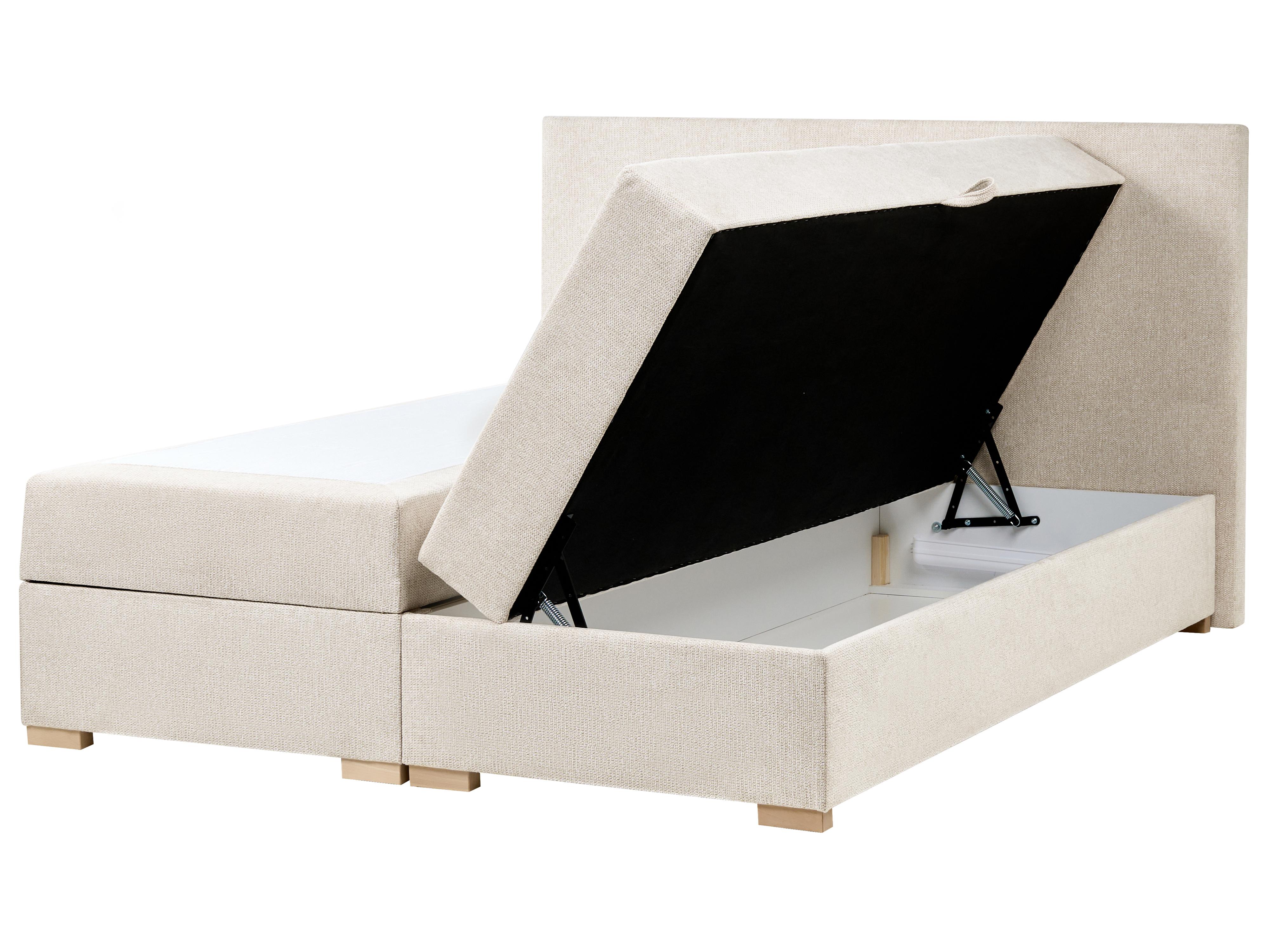 Divan Bed with Storage Fabric MAJOR 140 x 200 cm (EU Double) Light Beige