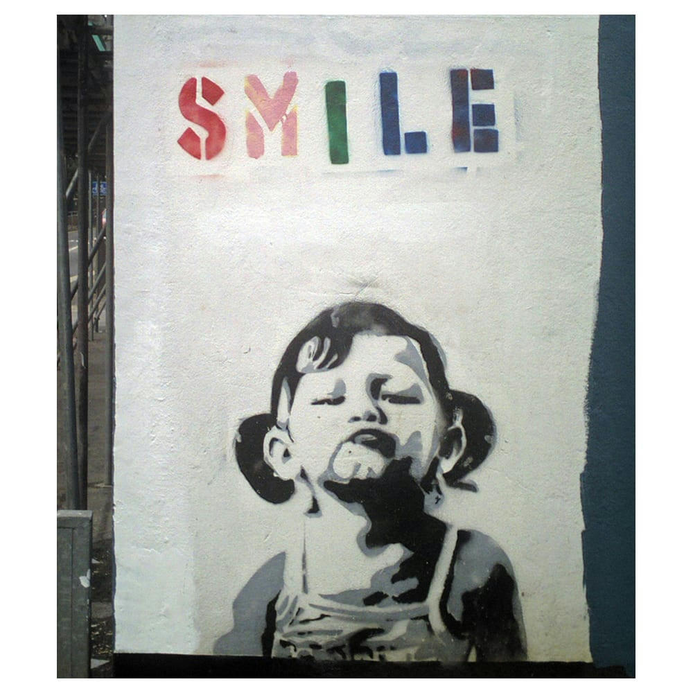 - Tableau impression sur toile Smile Banksy 50x60cm