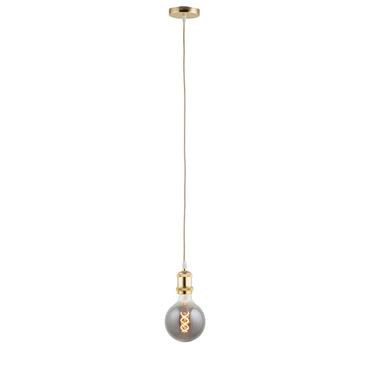 Lighto | Pendel Goud | Inclusief Lichtbron Rookglas | Vintage | 1.5m Snoer | Met Plafondkap