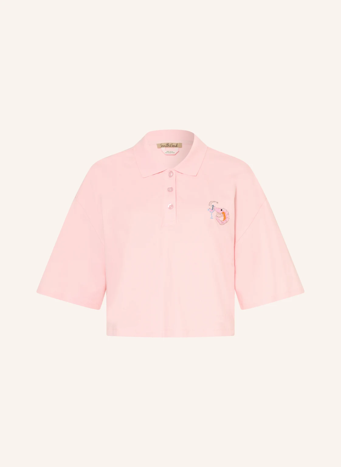 Smith & Soul Piqué-Poloshirt mit Schmuckperlen