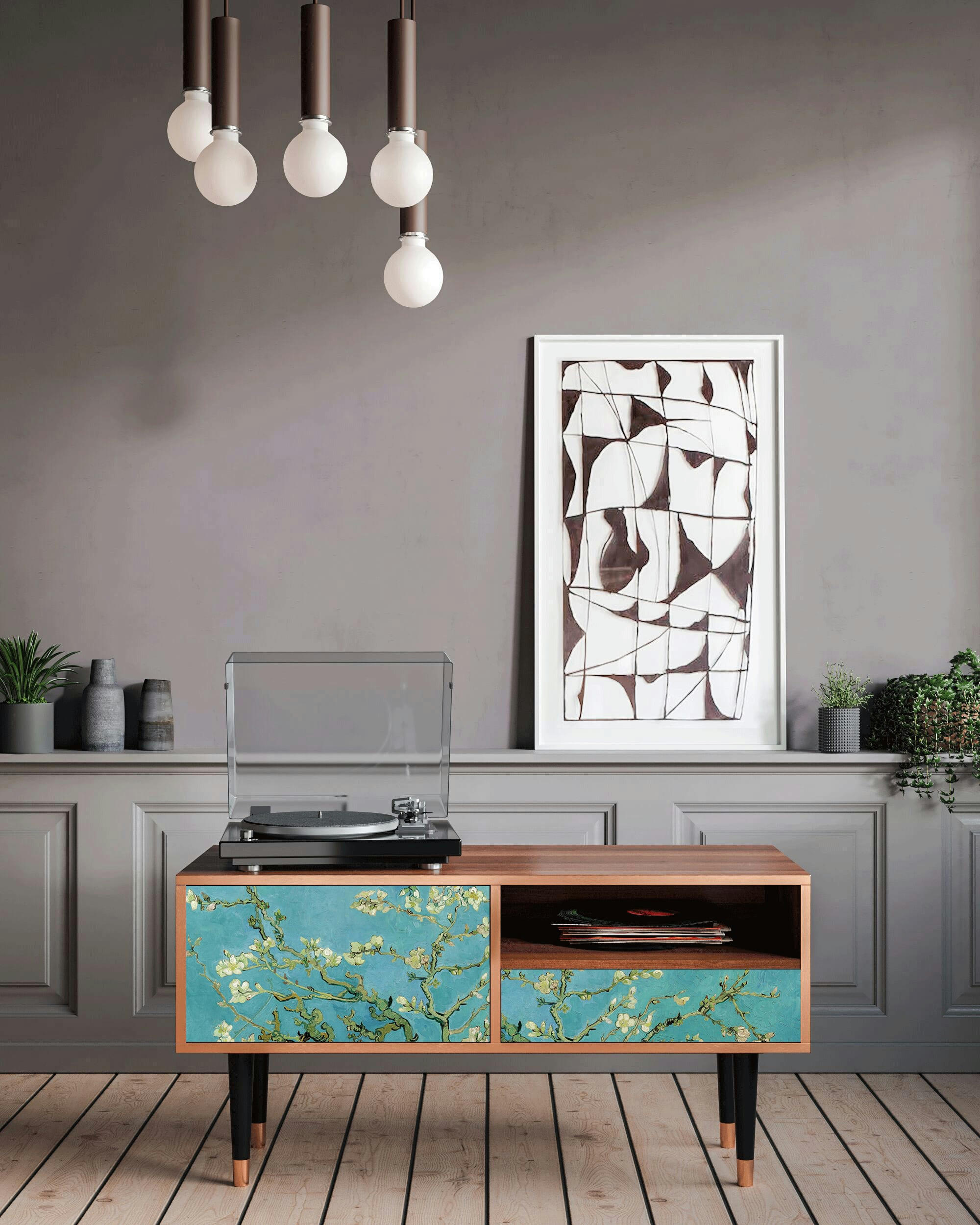 ALMOND BLOSSOM BY VAN GOGH - Meuble TV  bleu 1 tiroir et 1 porte L 115 cm