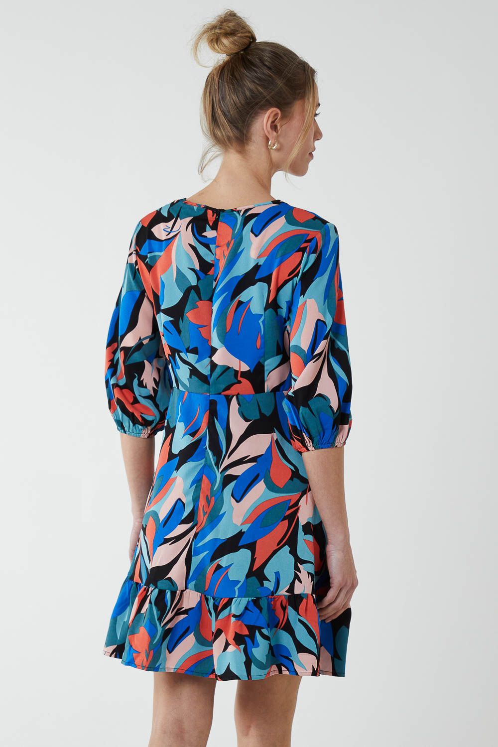 Blue Vanilla Tie Front 3/4 Sleeve Dress