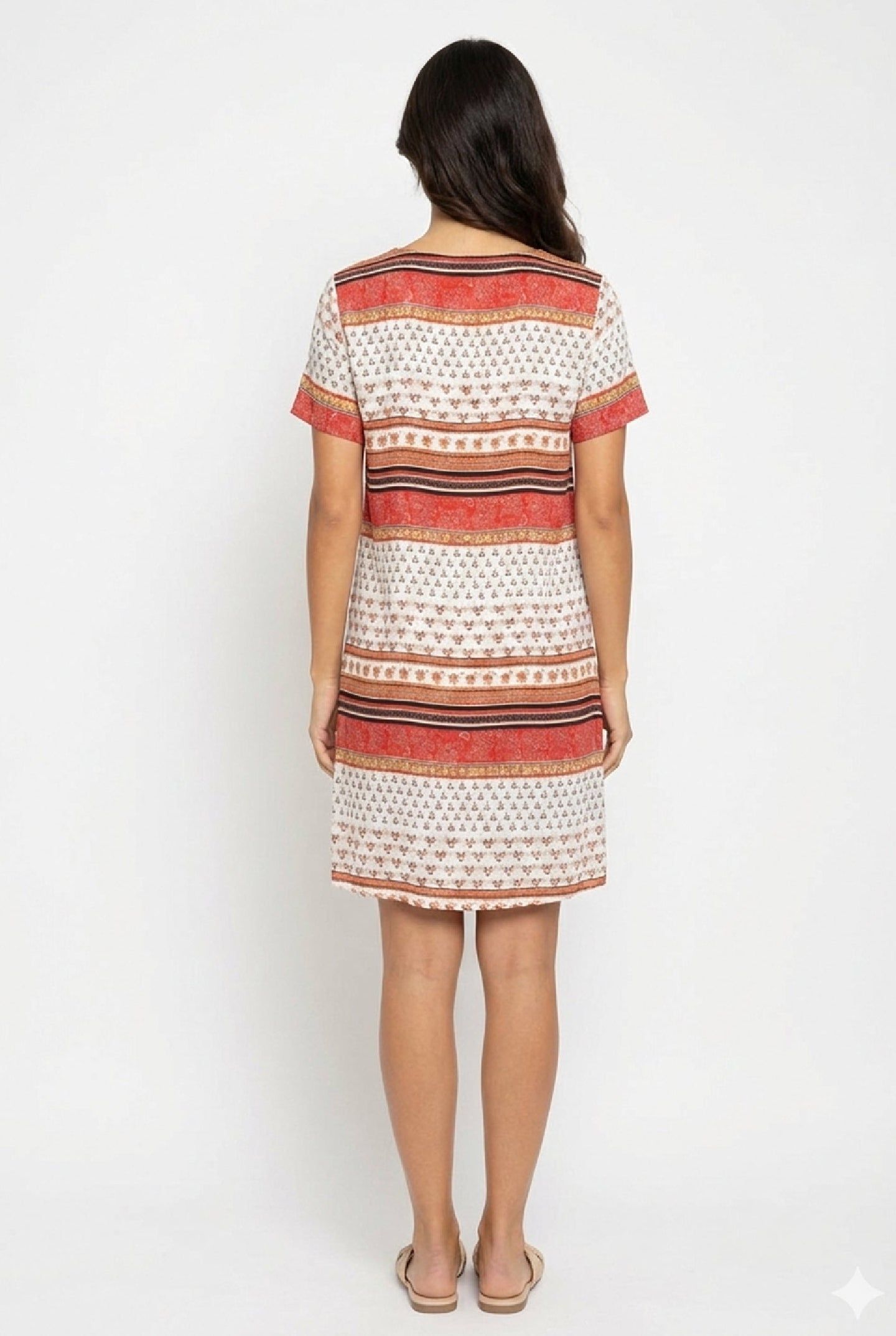 Cutie London Stripe Print Short Sleeve Shift Dress