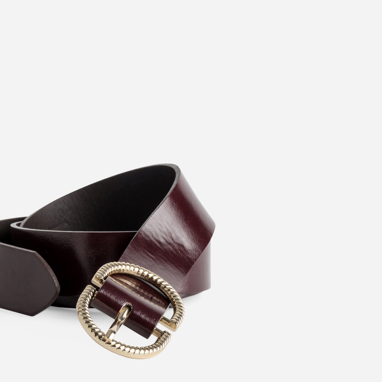 Ceinture bordeaux double boucle dorée