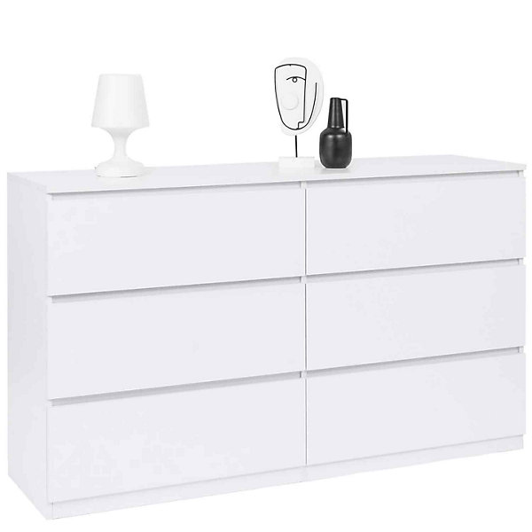 Commode 6 tiroirs TOMI XXL 140 cm bois blanc