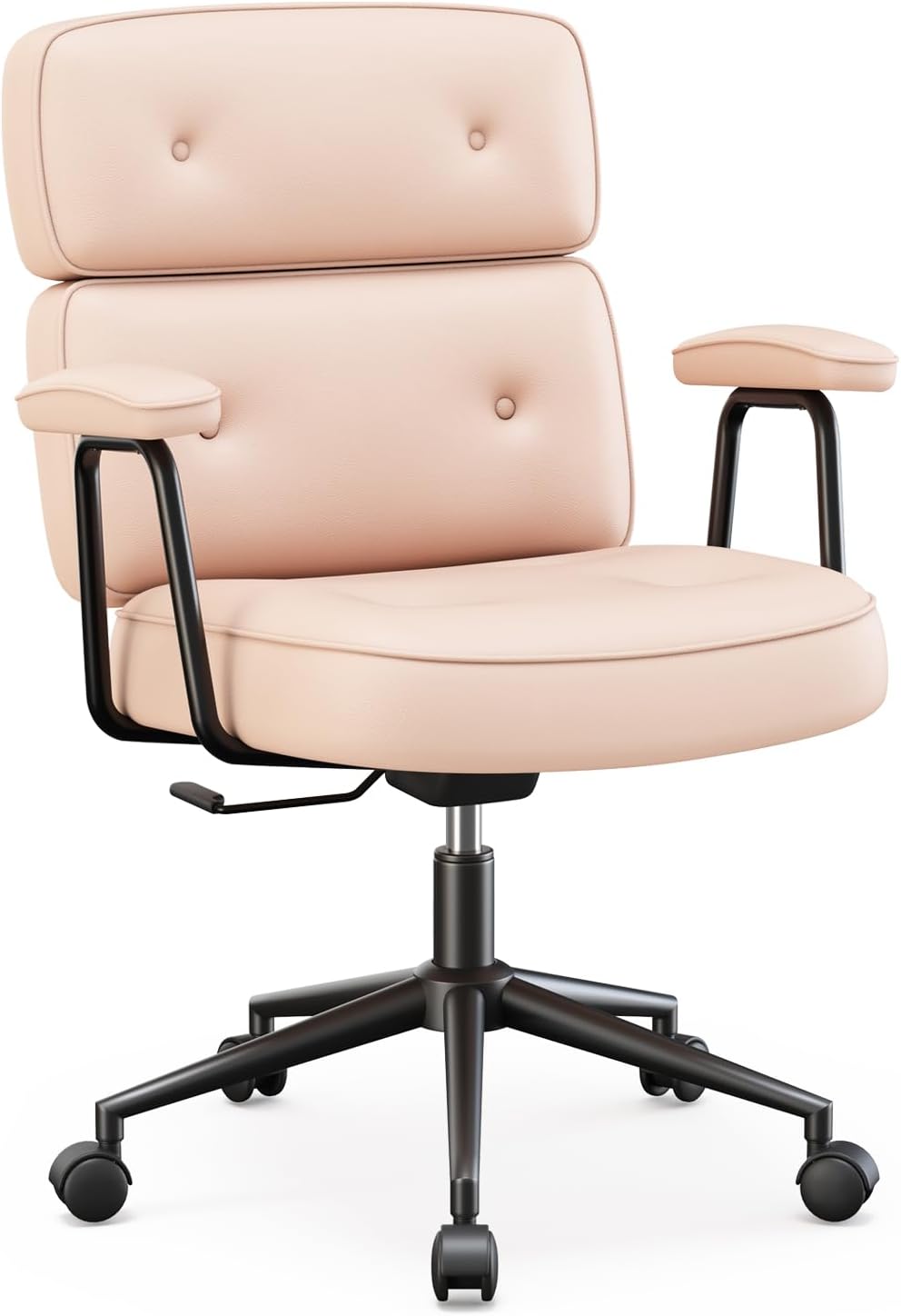 OLIXIS Ergonomic Home Office Desk Chair, PU Leather Computer Chair with Lumbar Support Adjustable Height Rolling Swivel Executive Task Armrests Chair, Hot Pink