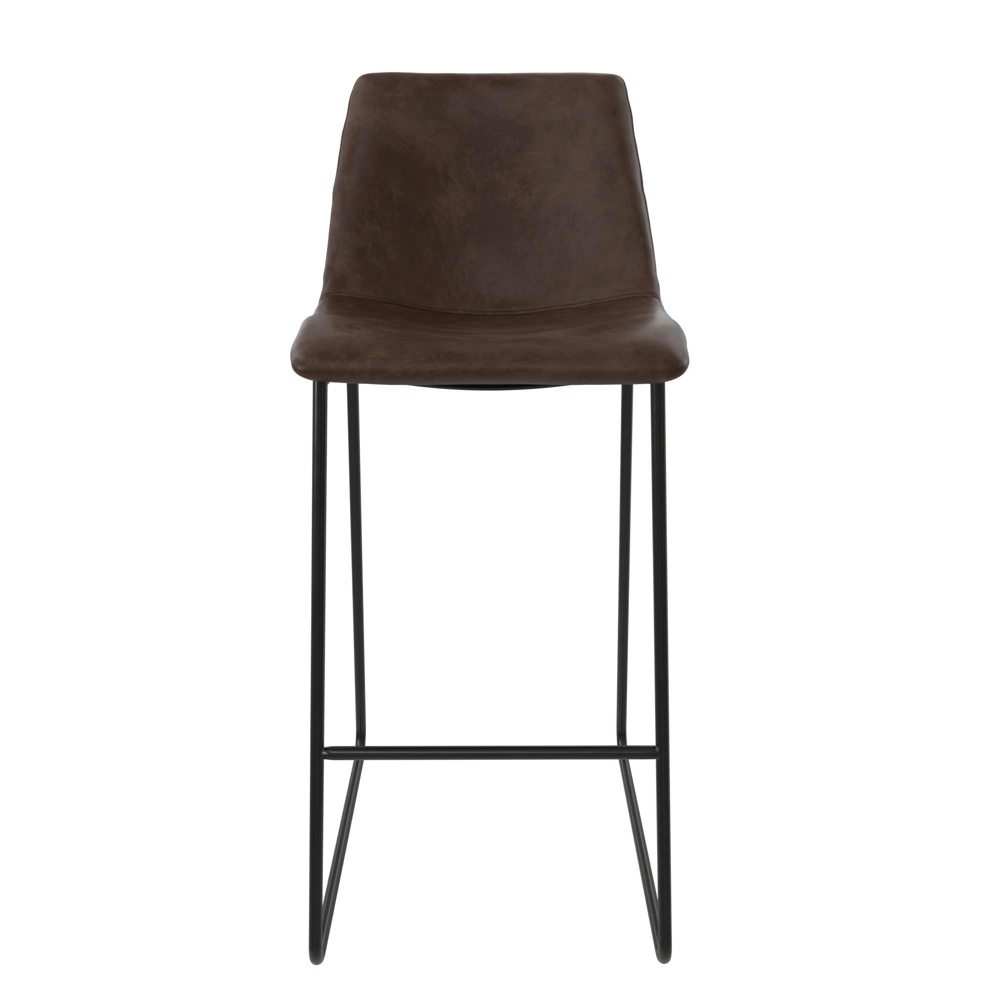 BOWDEN - Tabouret de bar en simili cuir marron