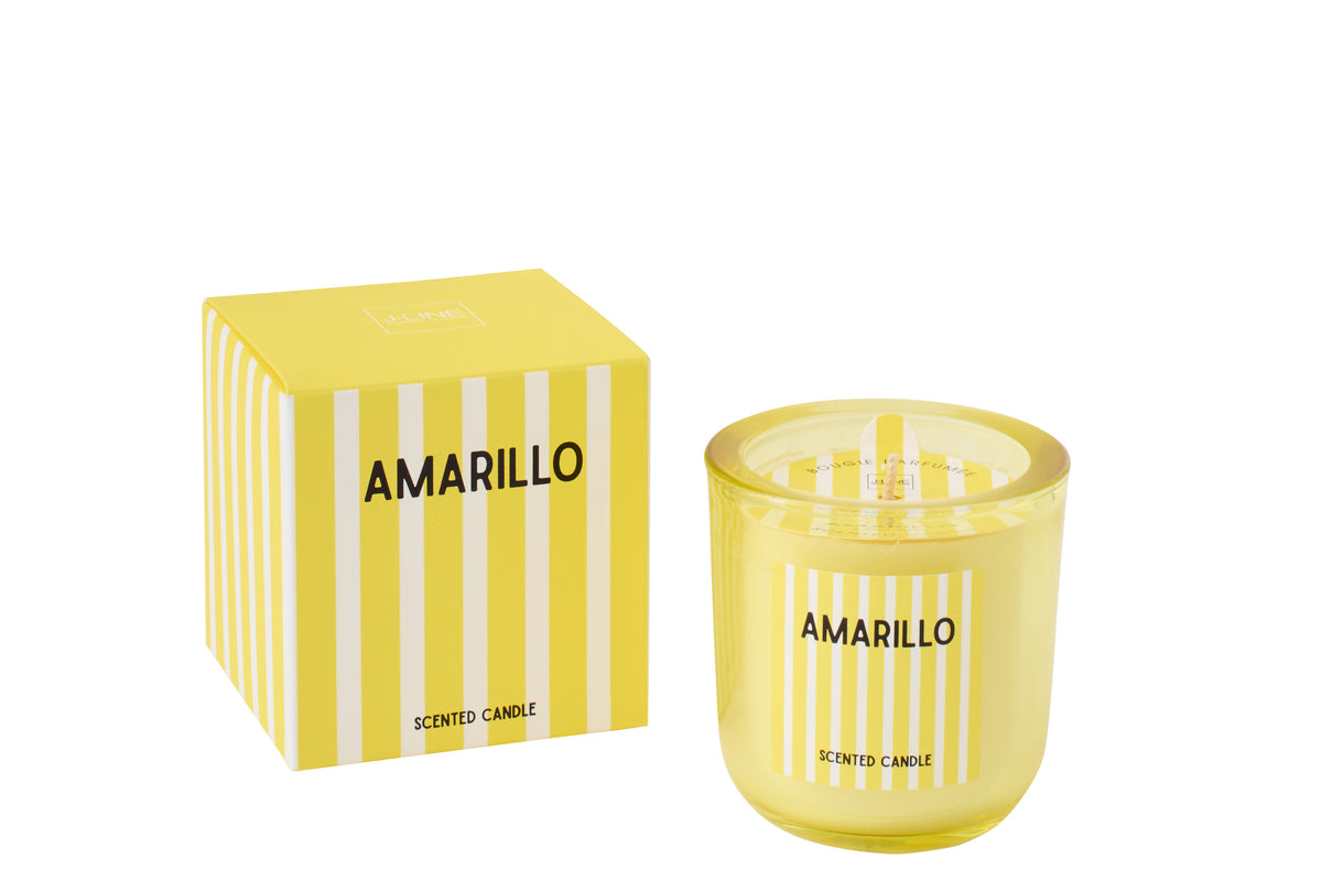 J-Line geurkaars Amarillo - Citrus Sense - polyresin - was/geel - small
