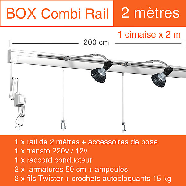 Cimaise Box Artiteq Combi Rail PREMIUM - Kit accrochage tableau 2 mètres