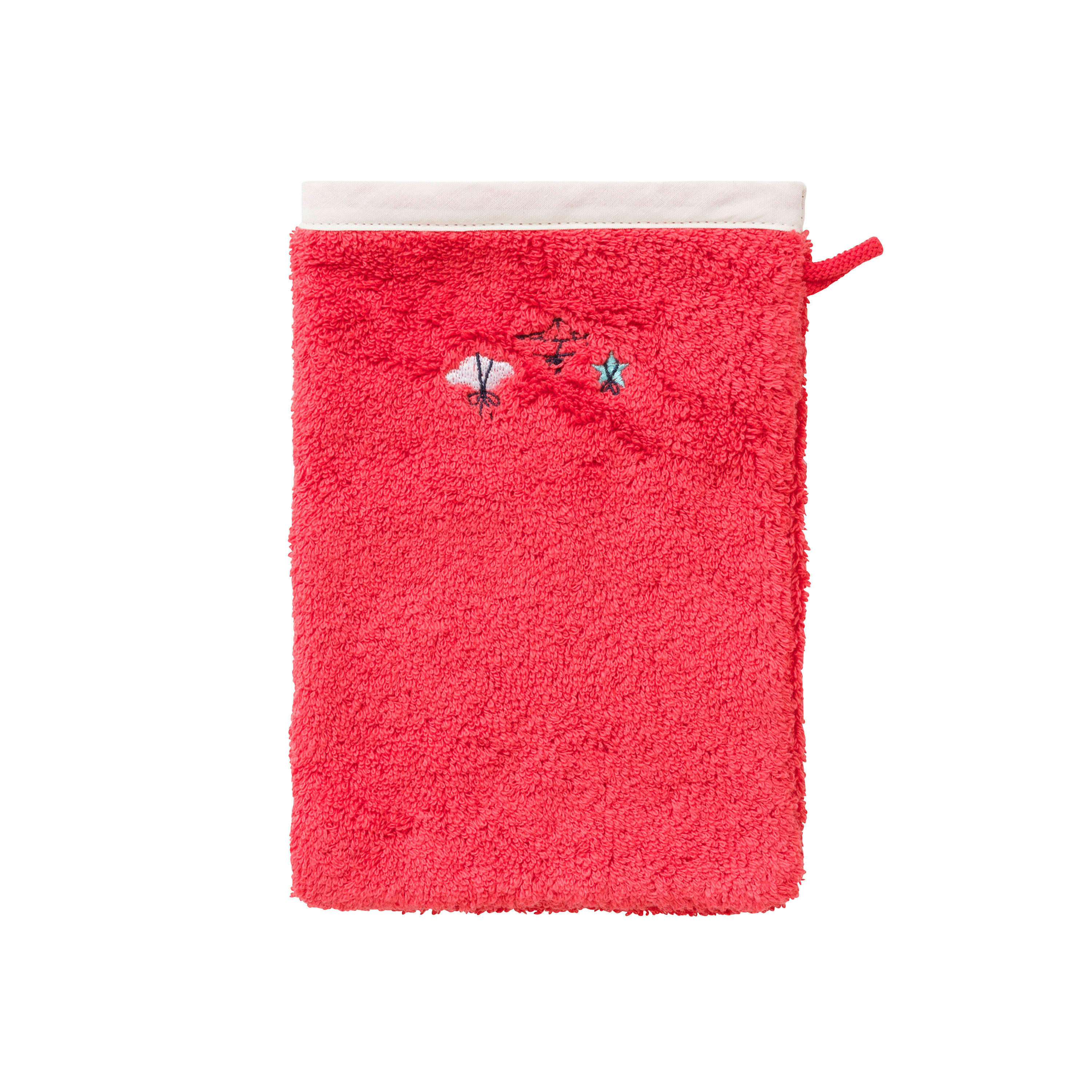 ATLANTIS - Gant de toilette coton bouclette brodé orange 15 x 21 cm