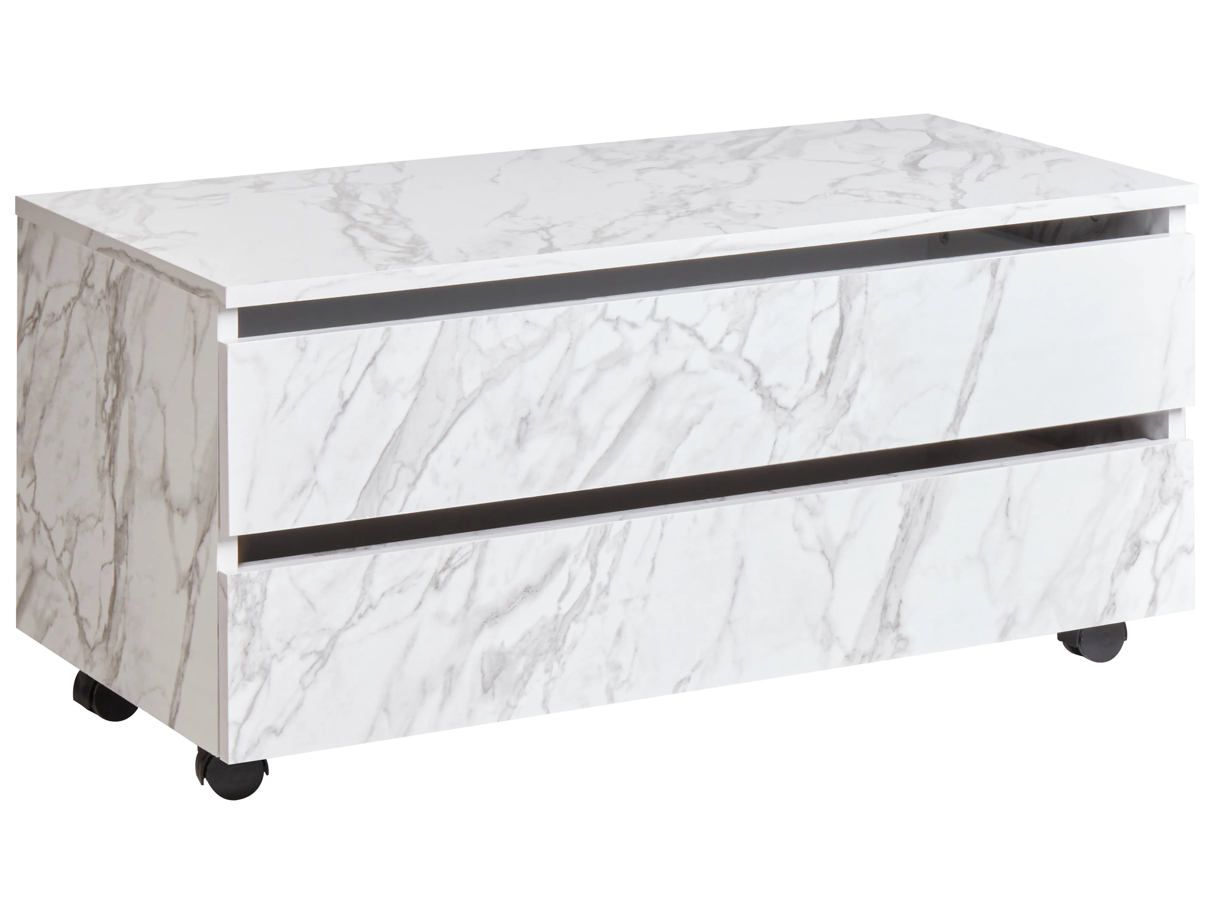 Bathroom Cabinet TERESINA with Wheels 80 cm White Marble