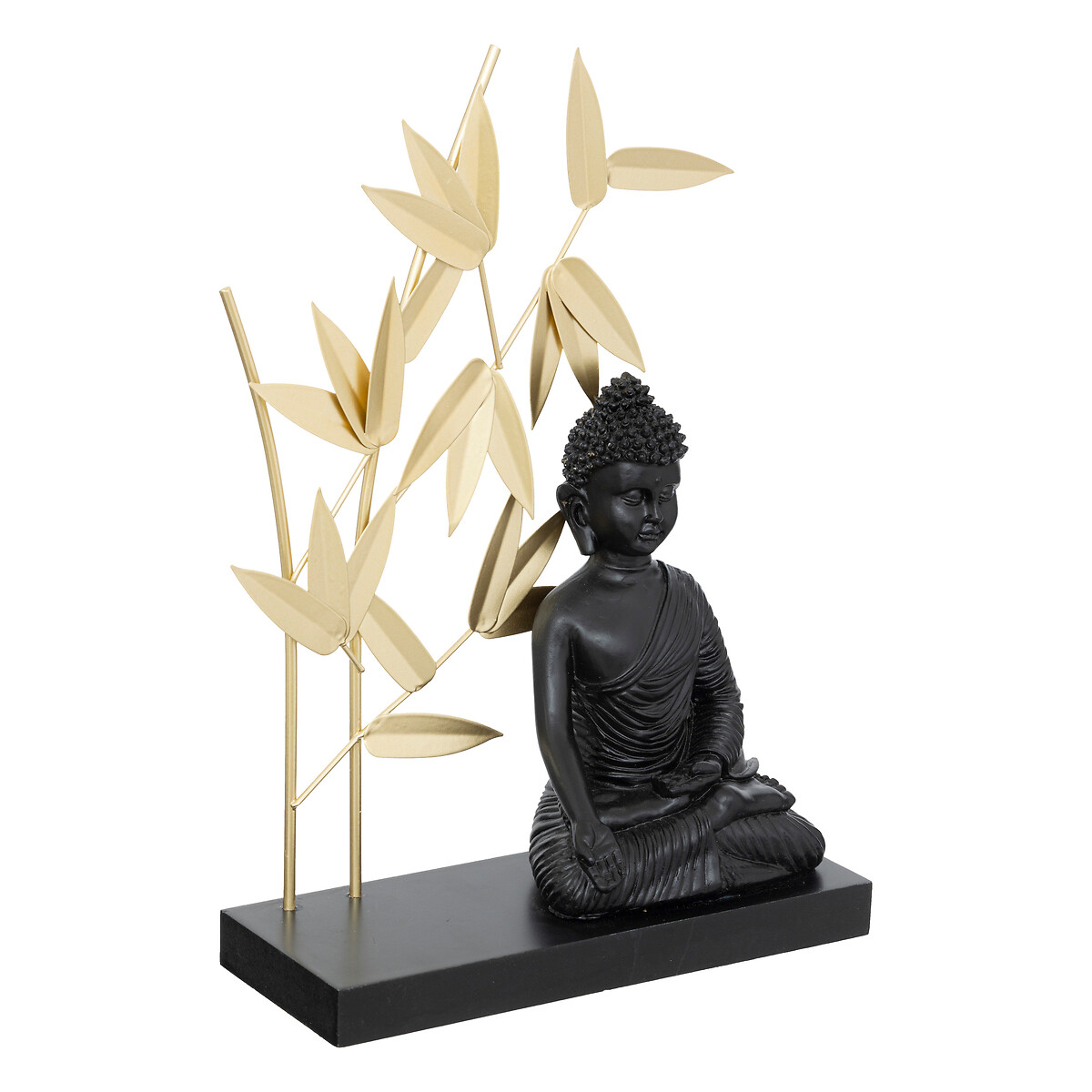 Table decor "Bouddha" Wood & resin, black, h.31 cm