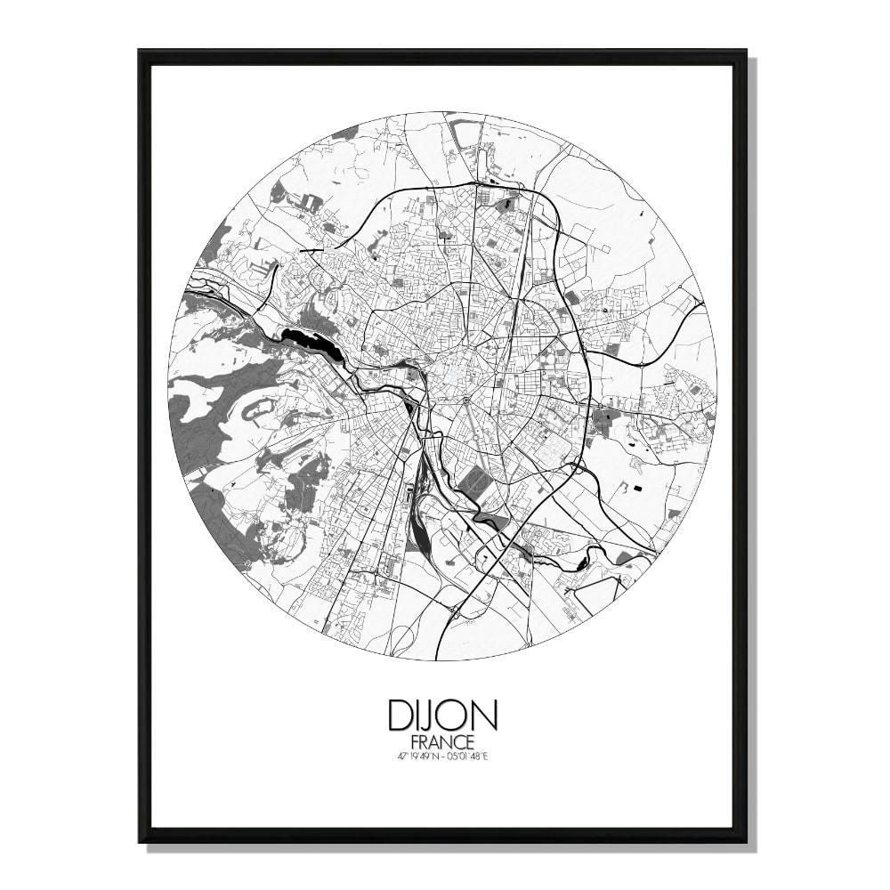 - Affiche Dijon Carte ronde 40x50