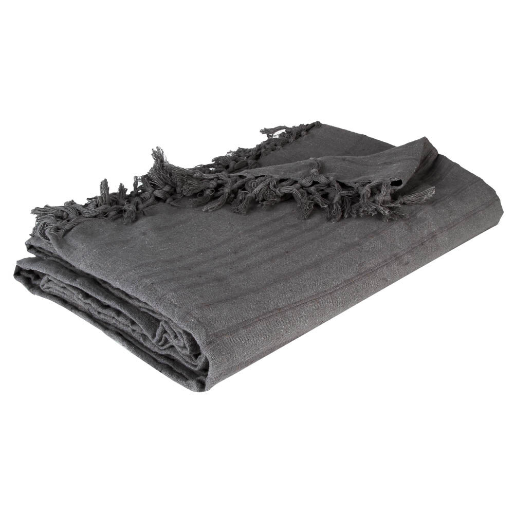 Manta com franjas cinza 160x220cm