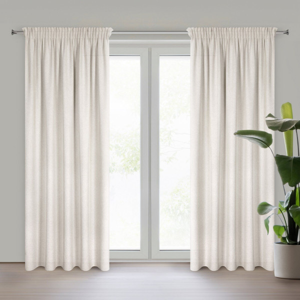 Zasłona gotowa Eris 140x270 beżowa na taśmie styl eko elegancka