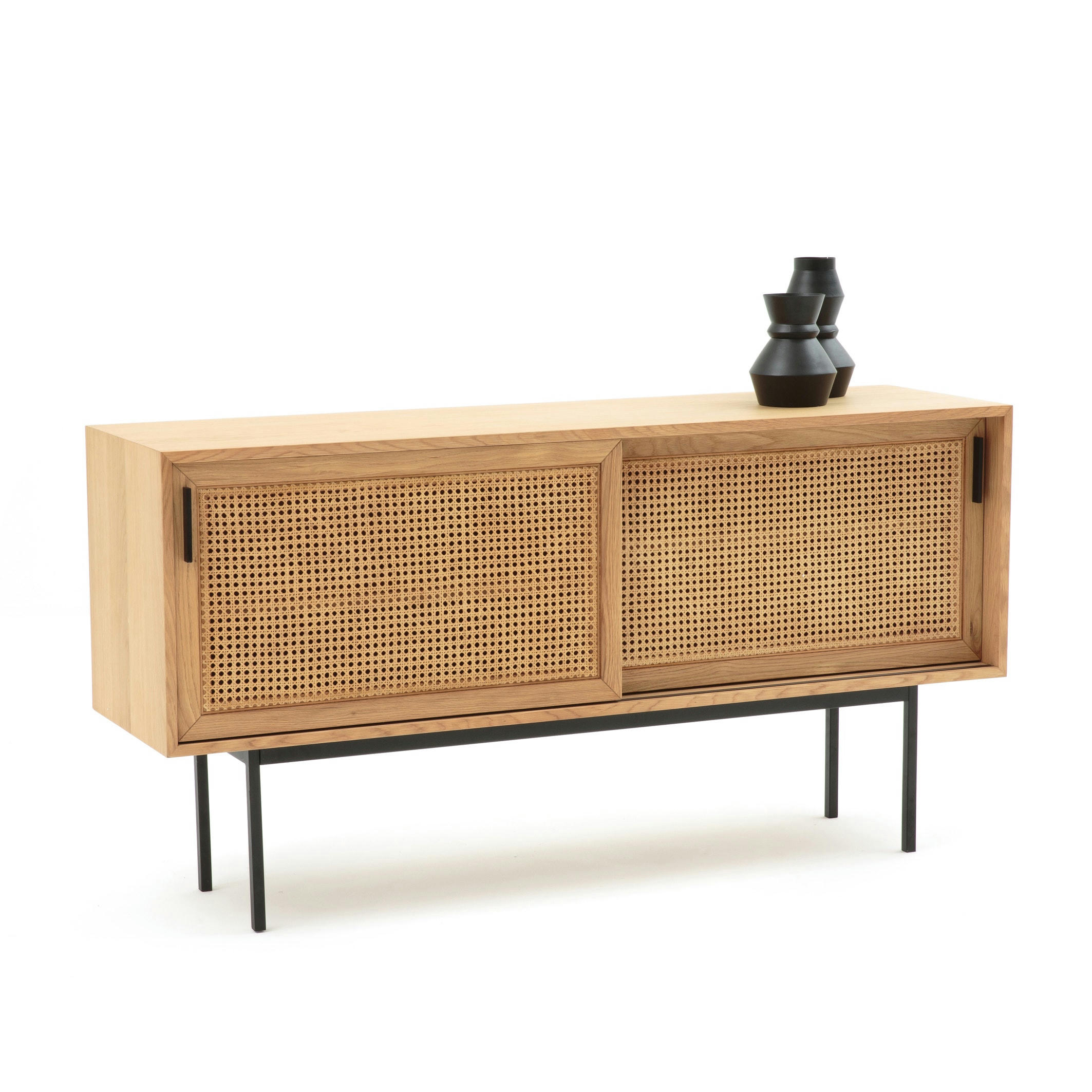 Buffet enfilade chêne et cannage, Waska