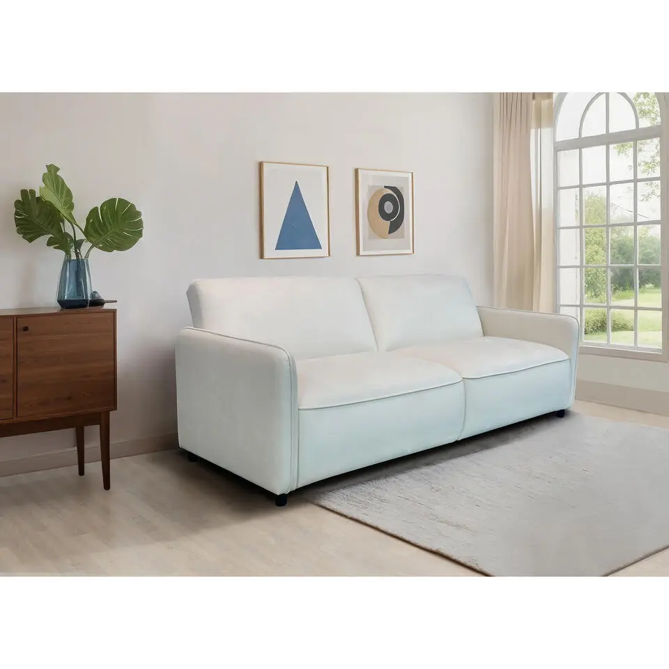 Alicia - Slaapbank 3-zits in cr&egrave;mekleurige fluweel