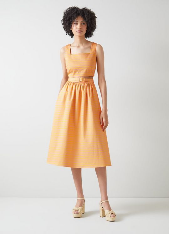 Rae Pink and Yellow Stripe Cotton Skirt