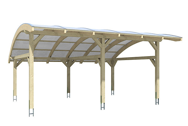 Carport SKAN HOLZ Schwaben 648x630cm, bois lamellé-collé, non traité