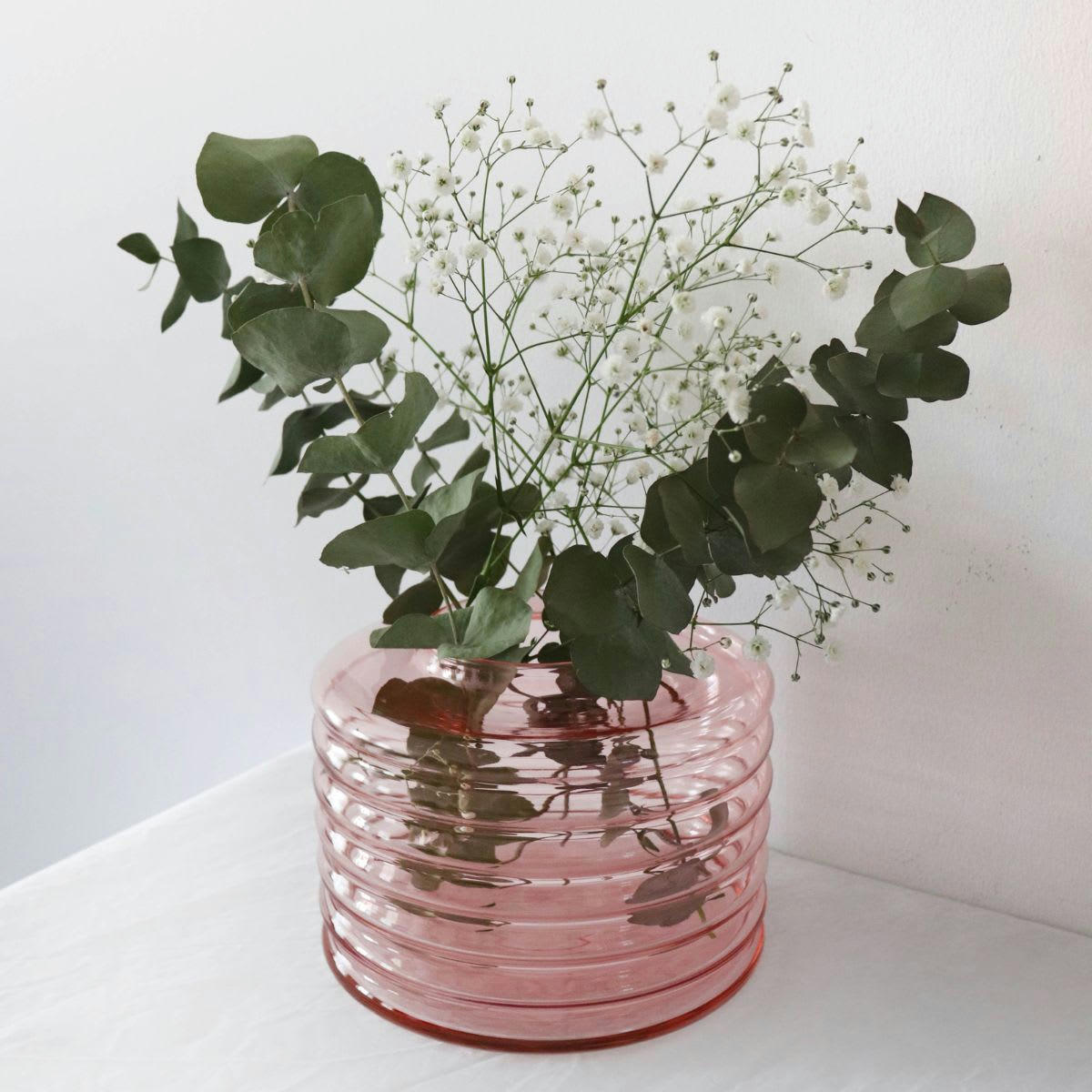 LUKA - Vase déco en verre soufflé rose blush
