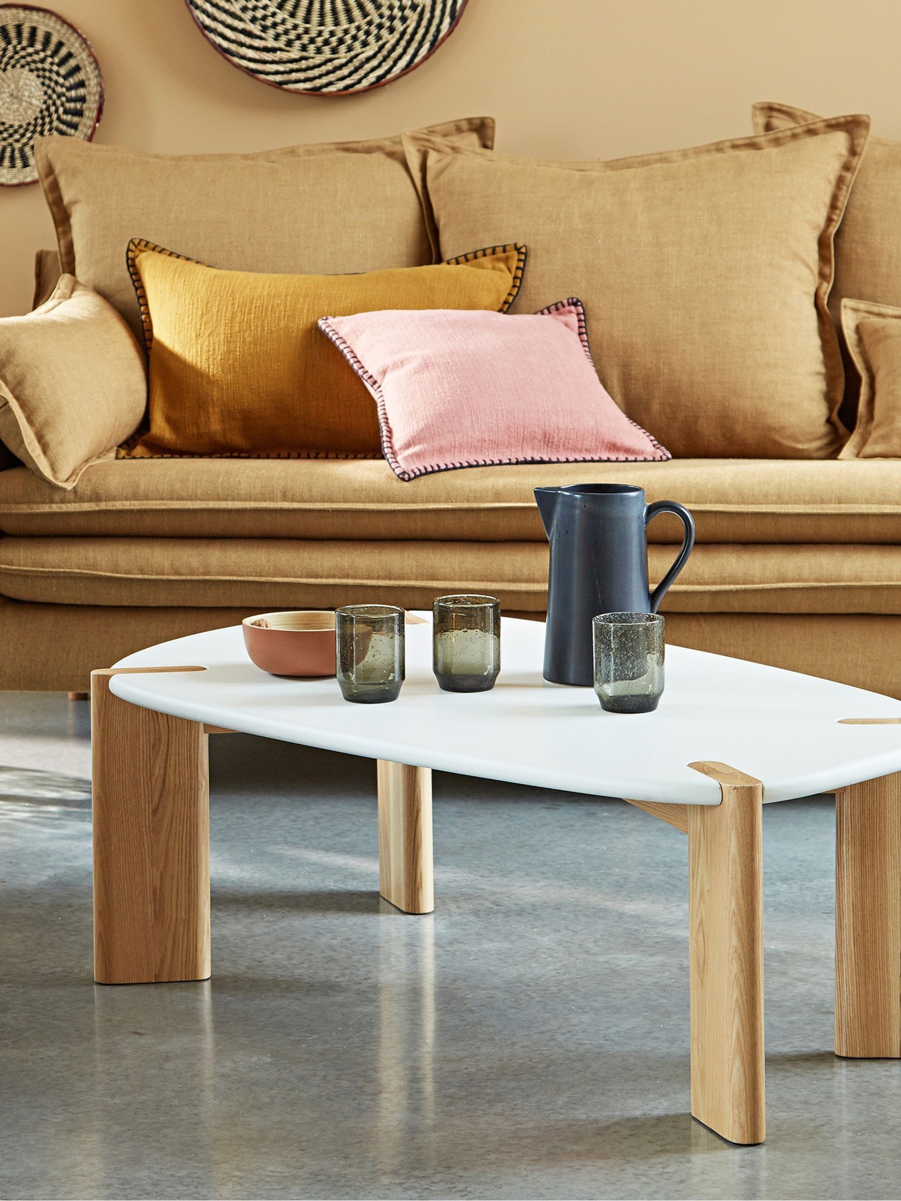La Redoute Intérieurs White Galet Organically Shaped Beech Coffee Table