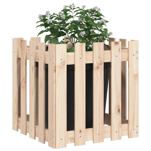 NNEVL Garden Planter with Fence Design 50x50x50 cm Solid Wood Pine