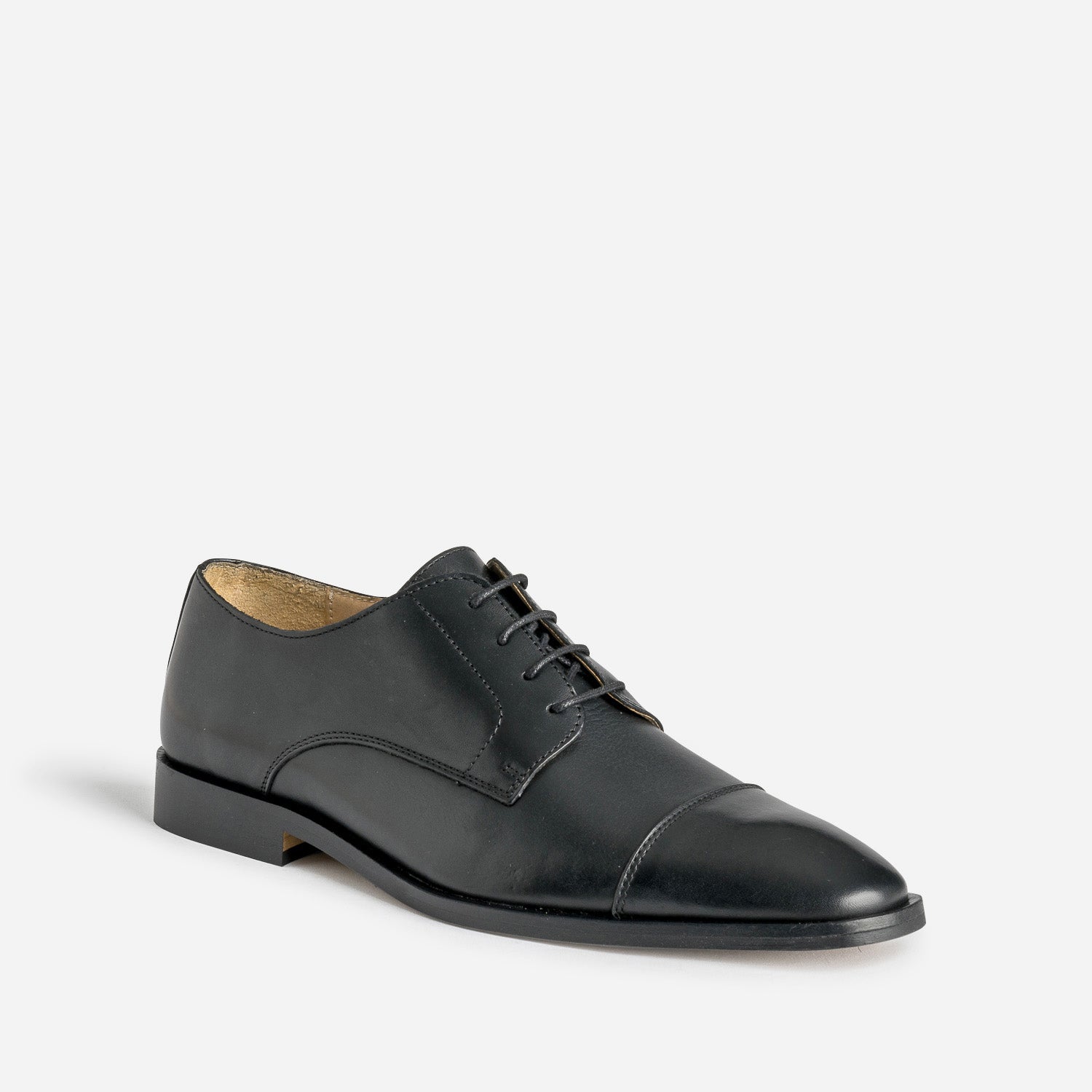 Derby noir cuir bout droit