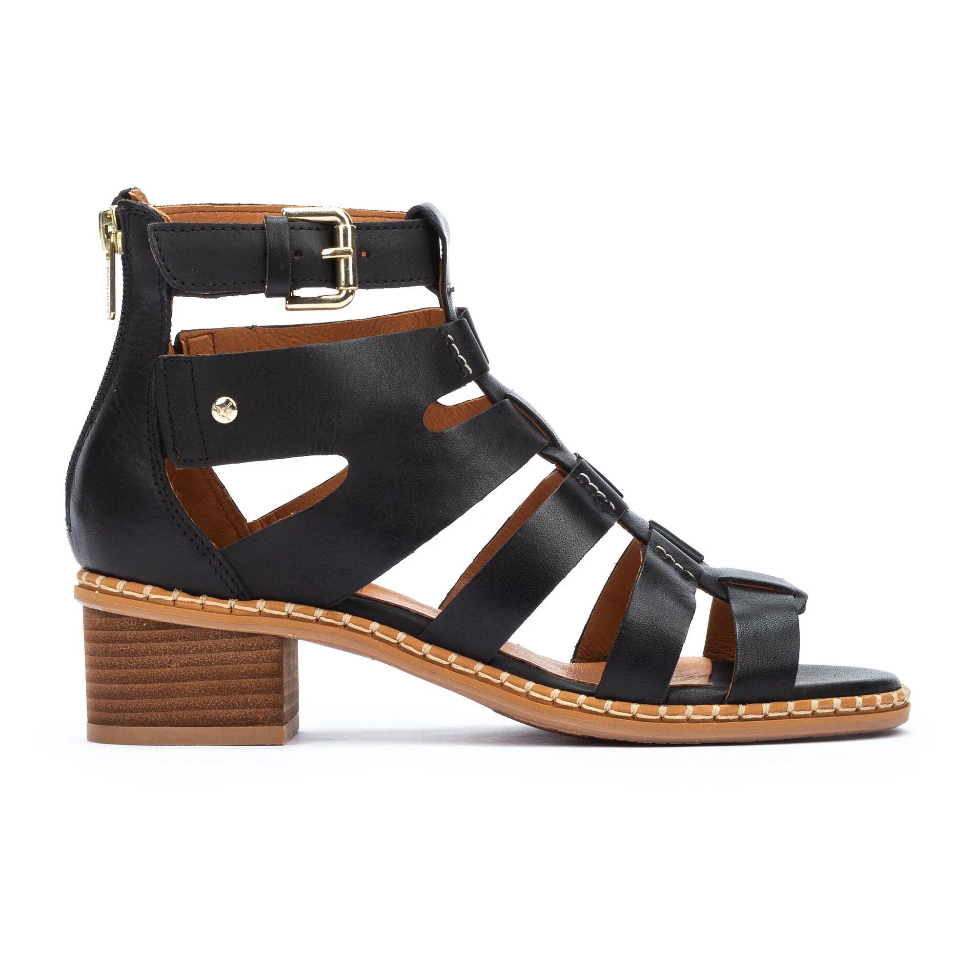 BLANES - Sandalias de tacón bloque con cremallera para mujer