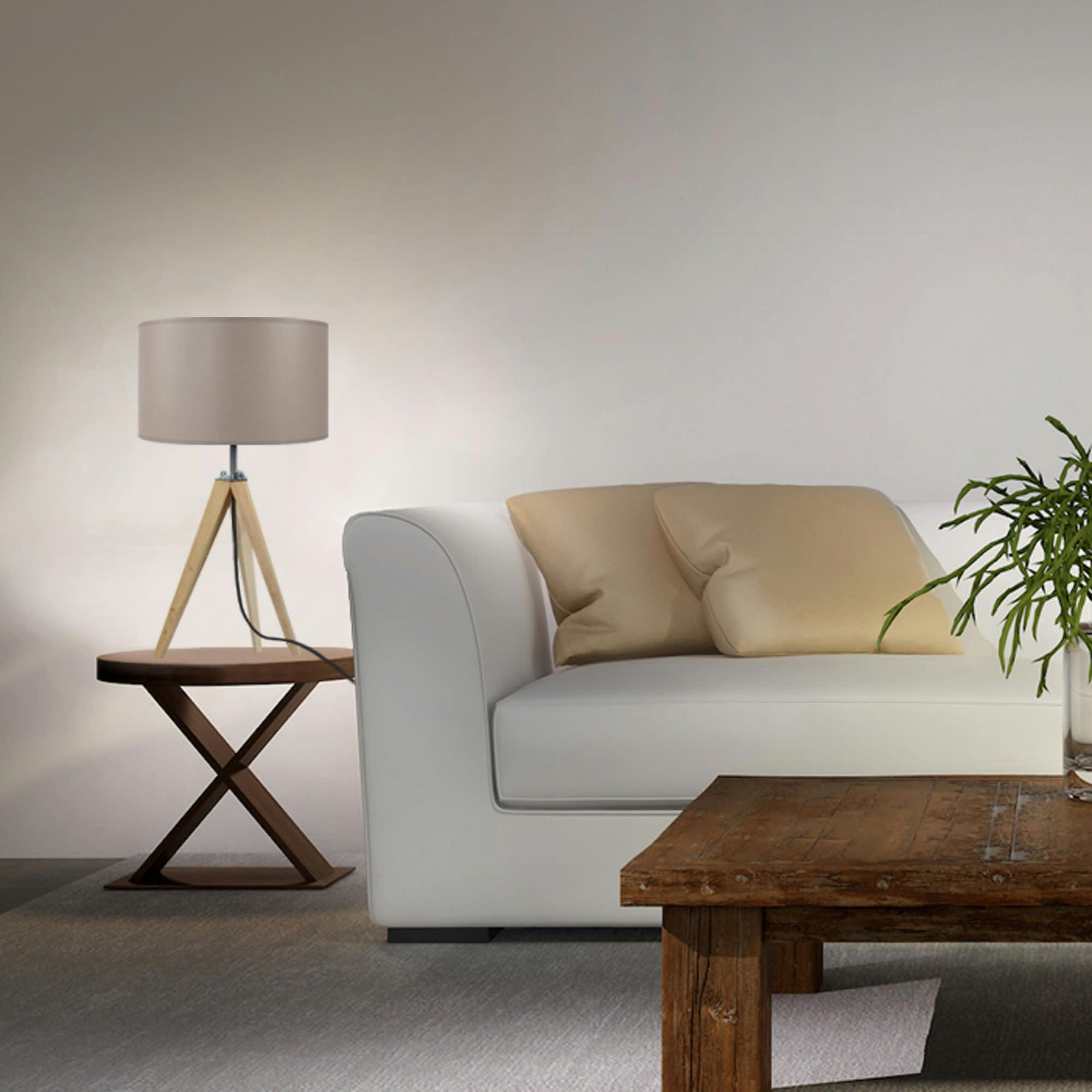 IDUN - Lampe de chevet bois naturel et taupe